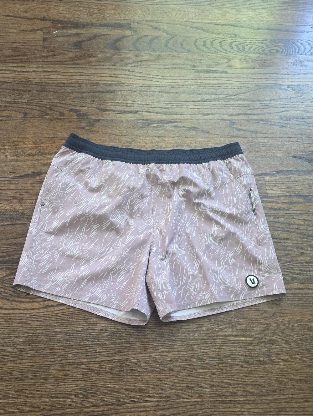 Men's Light Pink Active Shorts with Black Waistband